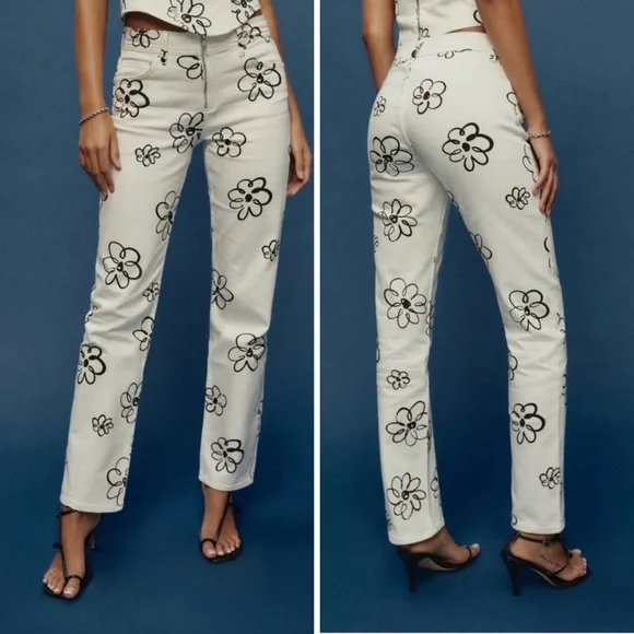 Reformation " Julianna Zip Mid Rise Straight Leg Jeans" Size 30 - Picture 2 of 15